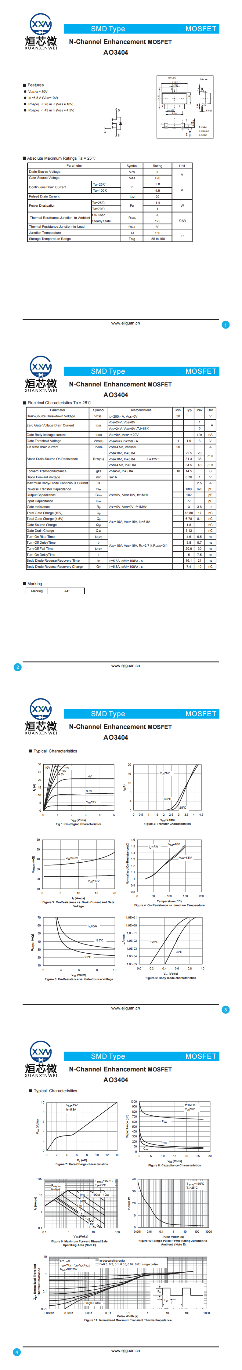 AO3404場(chǎng)效應(yīng)管,AO3404MOS管