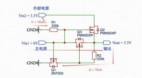 MOS管 雙電源自動切換電路